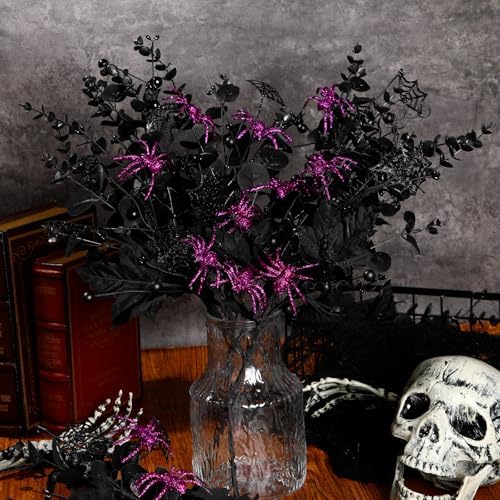 Giegxin 15 Pcs Halloween Floral Picks Artificial Flowers Stems Decorations