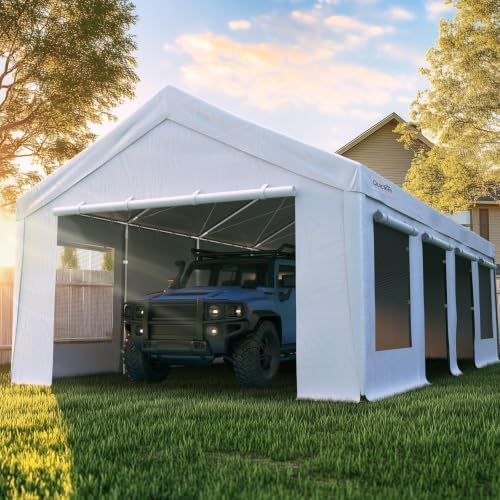 Quictent Heavy Duty 13x25 ft Carports with Side Zipper Doors