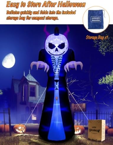 Elegear 10FT Grim Reaper Halloween Inflatable, Motion-Activated Scream