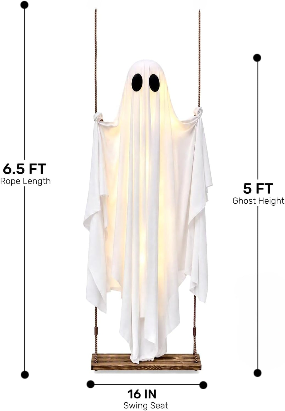 Halloween Decorations Outdoor - 5FT Large Hanging Swing Ghost Halloween Decor...