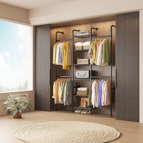 L3 Wall Mounted Pipe Closet System, Matte Black