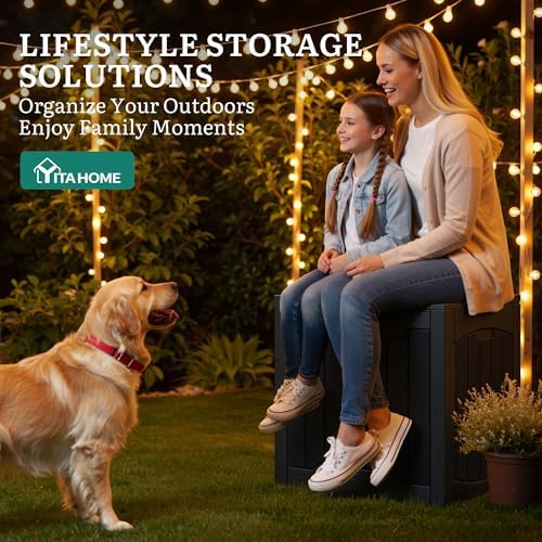 YITAHOME 31 Gallon Resin Deck Box Outdoor Storage Box and Waterproof