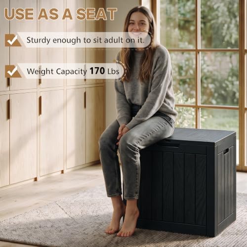 NUNU LAB 35 Gal Outdoor Storage Box Waterproof Lockable,Deck Box,Black