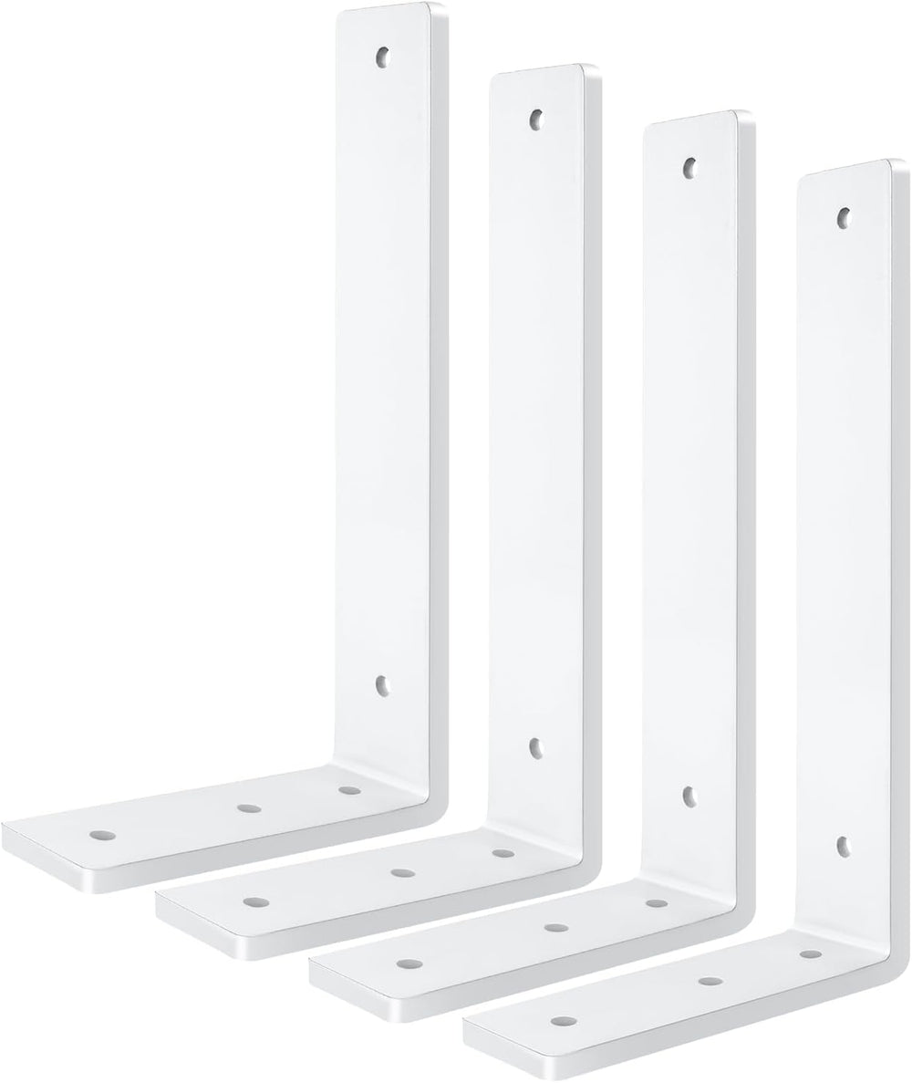 White Floating Shelf Bracket 12 Inch, 4 Pack Heavy Duty Shelf Brackets, Wall ...