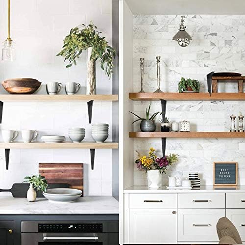 20 Pack Shelf Brackets 12 inches, Heavy Duty Black Iron Metal Floating Shelf ...