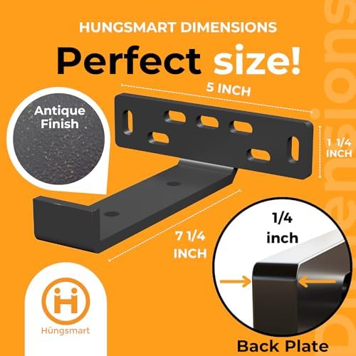 4 x J Shelf Brackets with Lip (7.25"L x 5"W x 1 1/4"H) Heavy D...