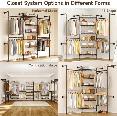 ONBRILL H3 Expandable Wall Mounted Closet System, Heavy Duty Clothing Rack