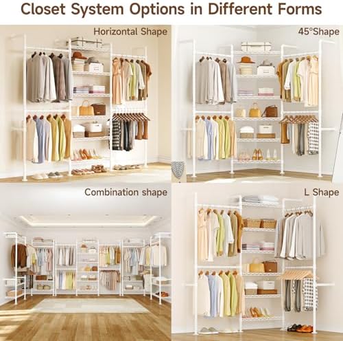 ONBRILL H3 Expandable Wall Mounted Closet System, Heavy Duty Clothing Rack