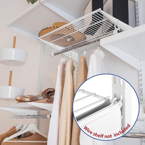 CroBlissful 47.5 Inch Twin Rail Upright Wall Shelving System with 16 Inch Loc...