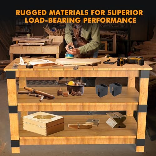 Heavy Duty Workbench Bracket Kit - 8 Pcs Steel 3-Way Right Angle Corner Brack...