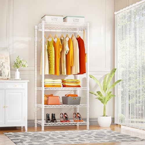Ulif H4 Mini Portable Closet, 4 Tiers Freestanding Clothing Garment Rack for ...