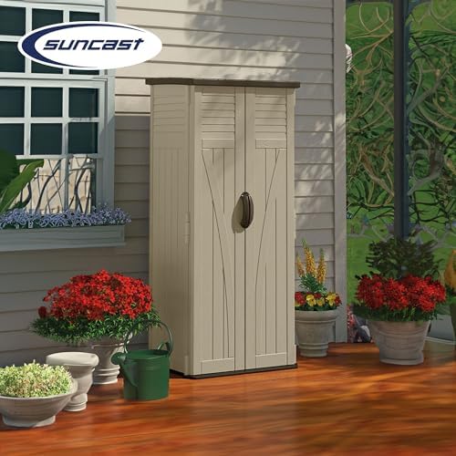Suncast Vertical Shed, Compact Outdoor Storage System, 22 Cu. Ft. Capacity, S...