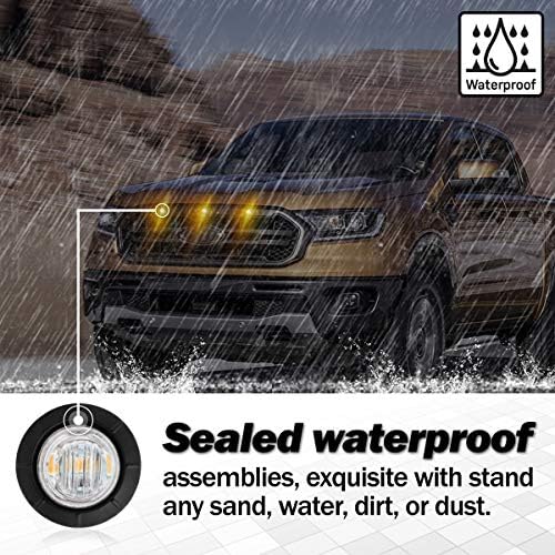 MADCATZ 3/4 Inch Round Clear Lens Amber 3 LED Side Marker Lights Clearance In...