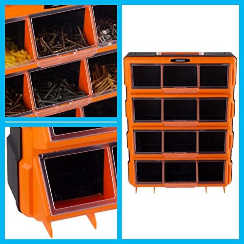 Stalwart Plastic Storage Drawers for Garage Organization, Black