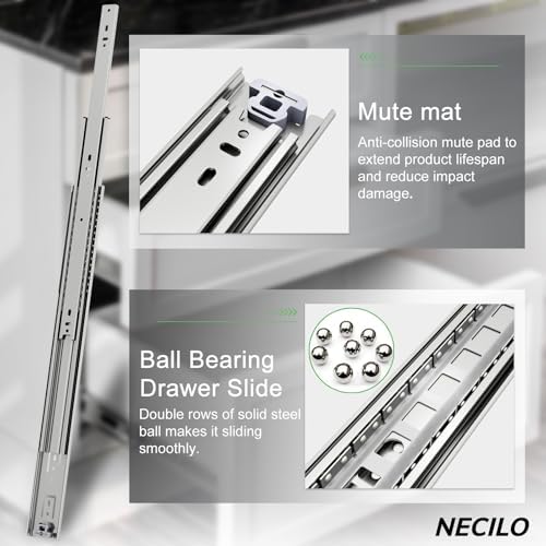 NECILO 24 Inch Heavy Duty Drawer Slides 150LB Side Mount Full Extension