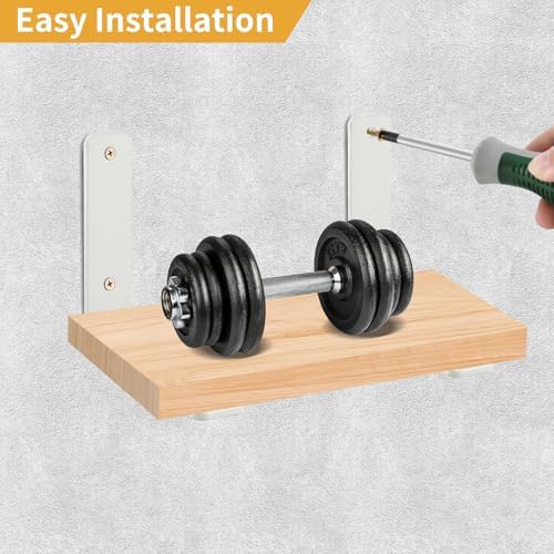 12 Pack - L 12" x H 8" x W1.5, 5mm Thick White L Shelf Bracket, Iro...