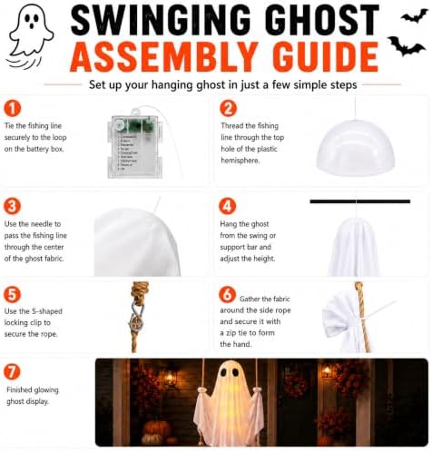 Outdoor Halloween Ghost Decorations,Halloween Swinging Ghost Outdoor Decor