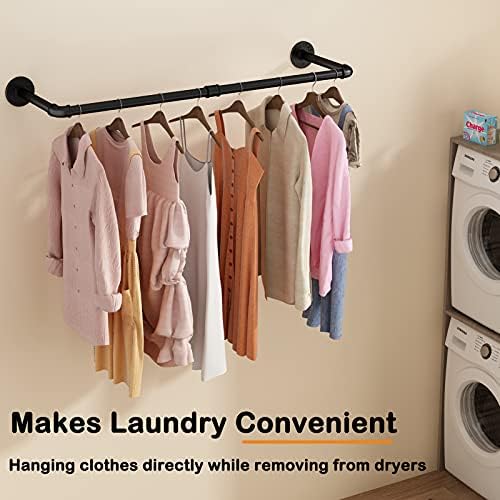 Wall Mounted Clothes Rack 31.5in, Industrial Pipe Wall Mount Clothing Rack, H...