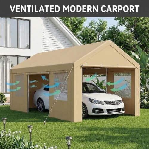 Tooluck 12x20 FT Heavy Duty Carport with Galvanized Frame