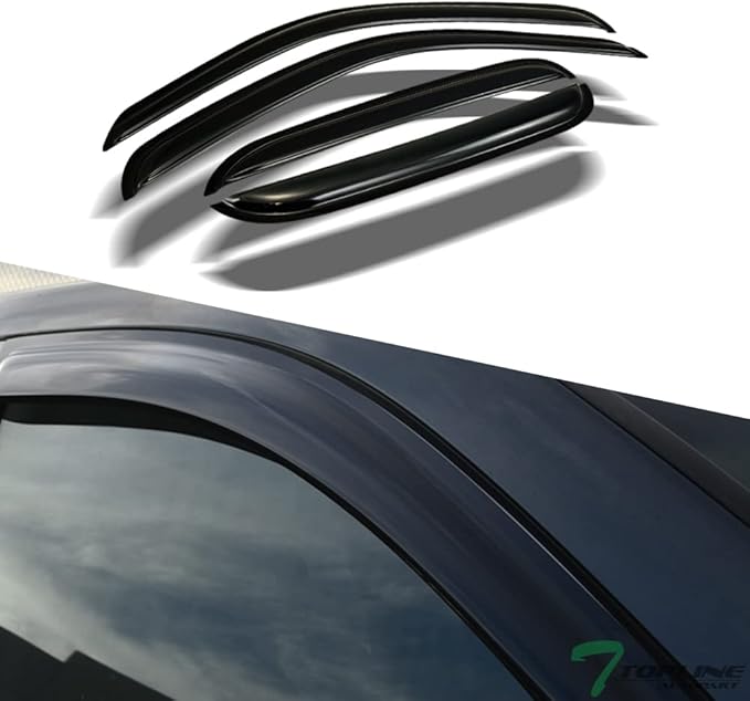 4Pcs Dark Smoke Tint Front Rear Window Deflector Sun/Rain/Wind Guards Shade