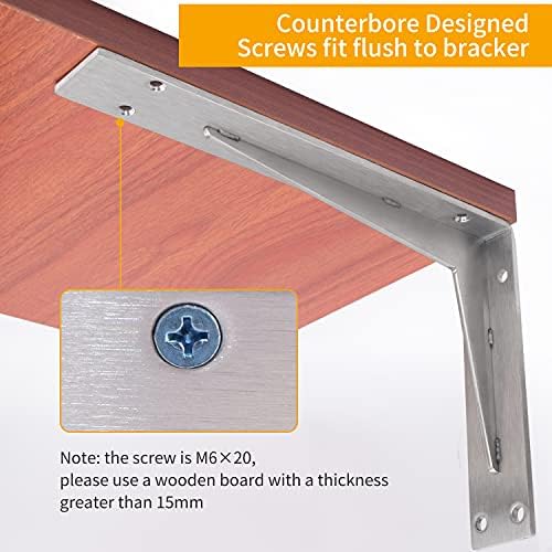 YUMORE Countertop Support Bracket, Heavy Duty 5mm L Bracket, 14x8×2 in