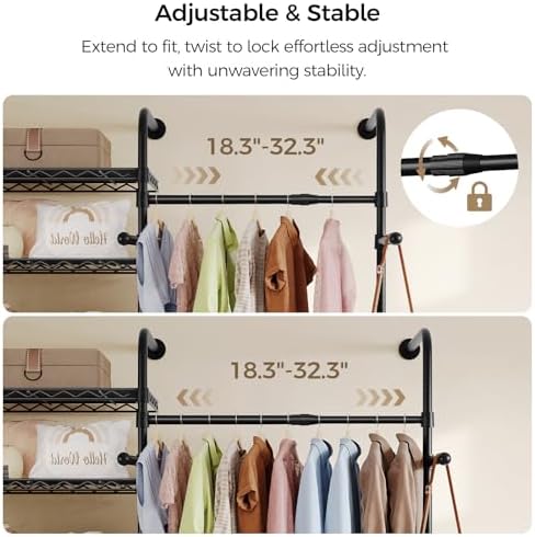 Closet Organizers and Storage, 4-Row Heavy Duty Clothes Rack for Hanging Clot...