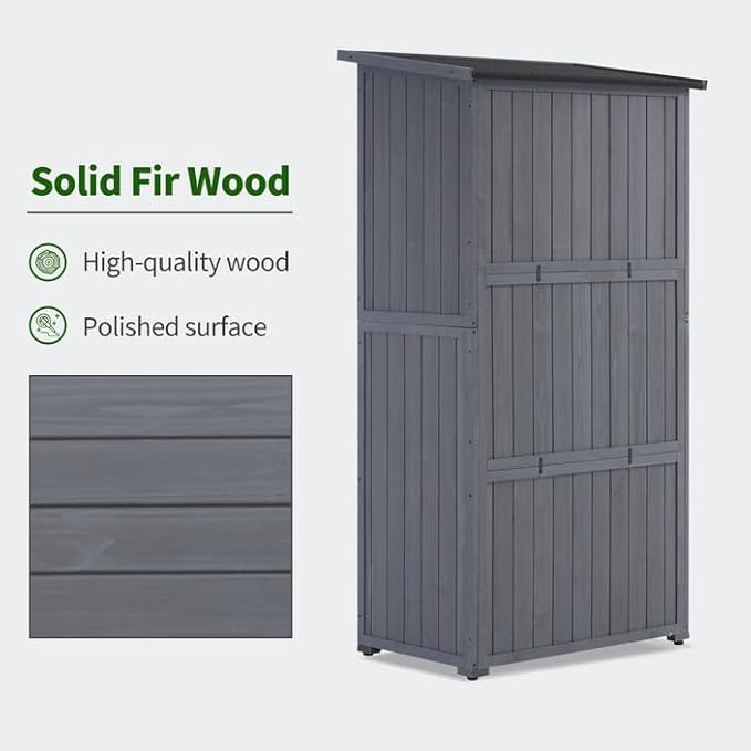 MCombo Outdoor Storage Cabinet, Wooden Storage Shed