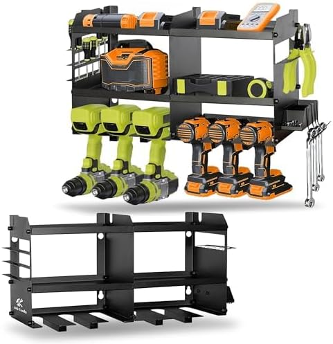 GRG Tools Heavy-Duty Power Tool Organizer – Wall Mounted Drill Rack