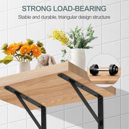 20 Pack L5 x H 3" Black Heavy Duty Shelf Brackets with Screws Metal Shel...