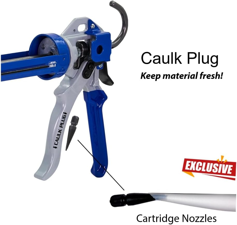 Newborn 250 Super Smooth Rod Caulking Gun - Revolving Steel Frame | 18:1 Thru...