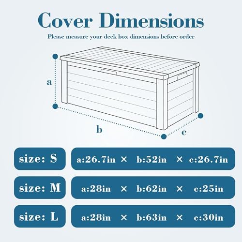 Deck Box Cover, Waterproof 600D Oxford, 52 x 27 x 27 in