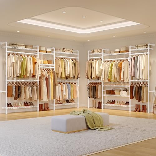 ONBRILL H3 Plus Expandable Wall Mounted Closet System Clothes Rack White