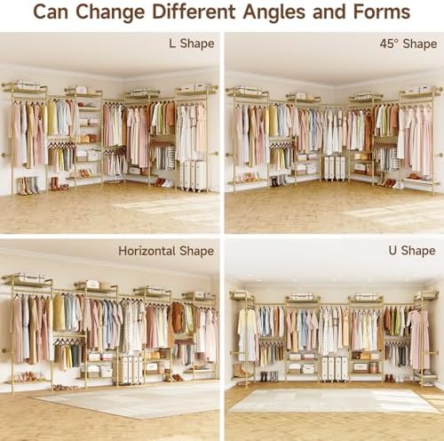 ONBRILL L7 Wall Mounted Industrial Pipe Clothing Rack, Corner Closet System