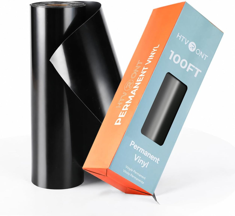 HTVRONT Black Permanent Vinyl, 12" x 100 FT Glossy Adhesive Vinyl Roll