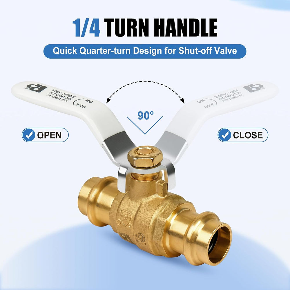 5PCS 1/2" ProPress Brass Ball Valve Press-Fit Ball Valve Fittings to Pre...