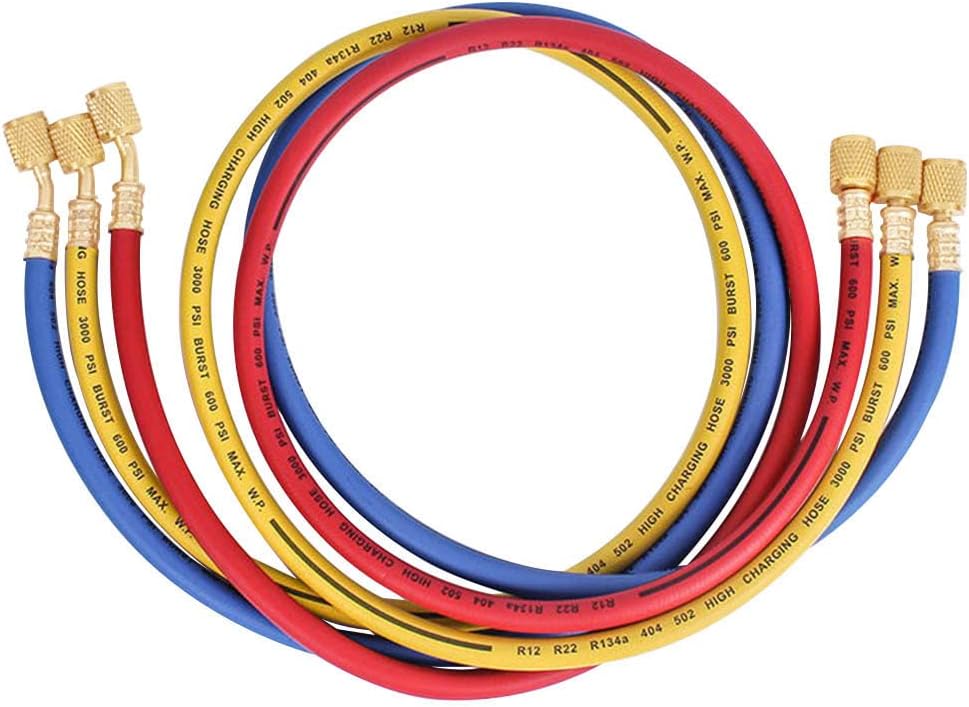 Refrigerant Charging Hose, 96" Length 600-3000PSI 1/4" Thread, 3PCS
