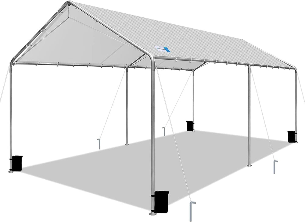10'x20' Carport Heavy Duty Galvanized Car Canopy with Included Anchor...
