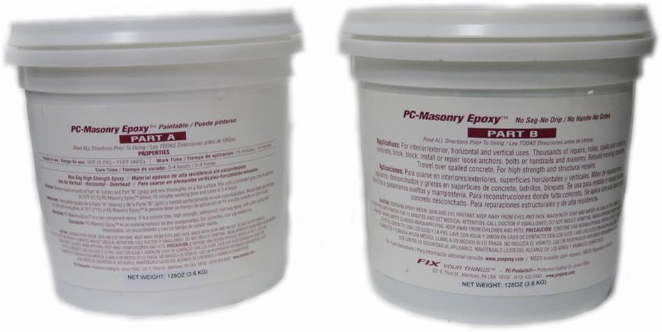 PC Products PC-Masonry Epoxy Adhesive Paste, Two-Part Repair, 128 oz in Two P...