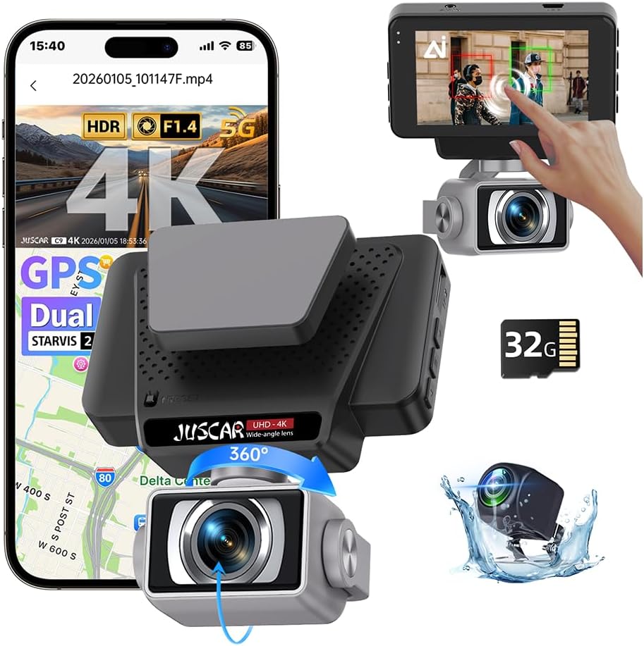 2026 AI Drive Assist 5G WiFi Dash Cam Front and Rear, UHD 4K+1080P, ADAS &amp...