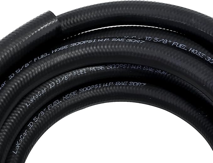 LokoCar Rubber Fuel Hose Line Push Lock 5/8" ID SAE 30R7 NBR 25ft 300PSI...