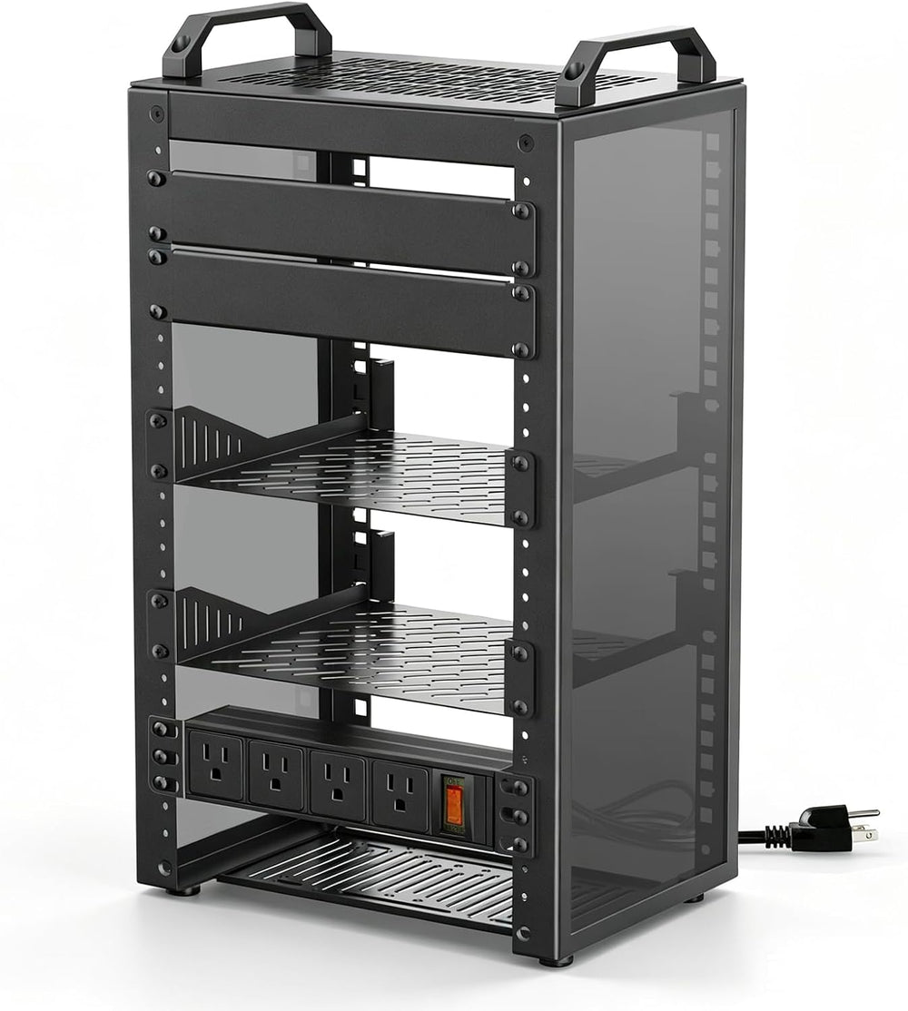 10Inch Mini Server Rack,9U Network Rack with Rack PDU Power