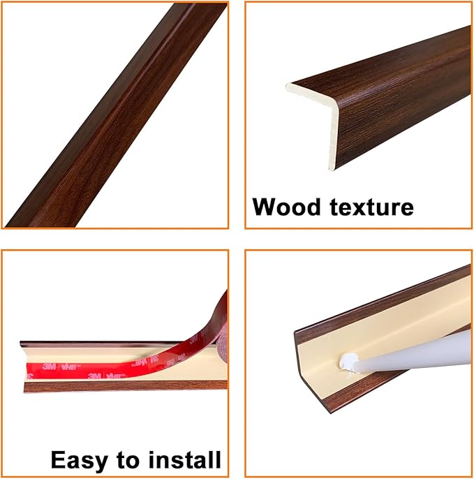 Wall Corner Protector 6PCS 45" Corner Molding Trim White Wood Grain Corn...