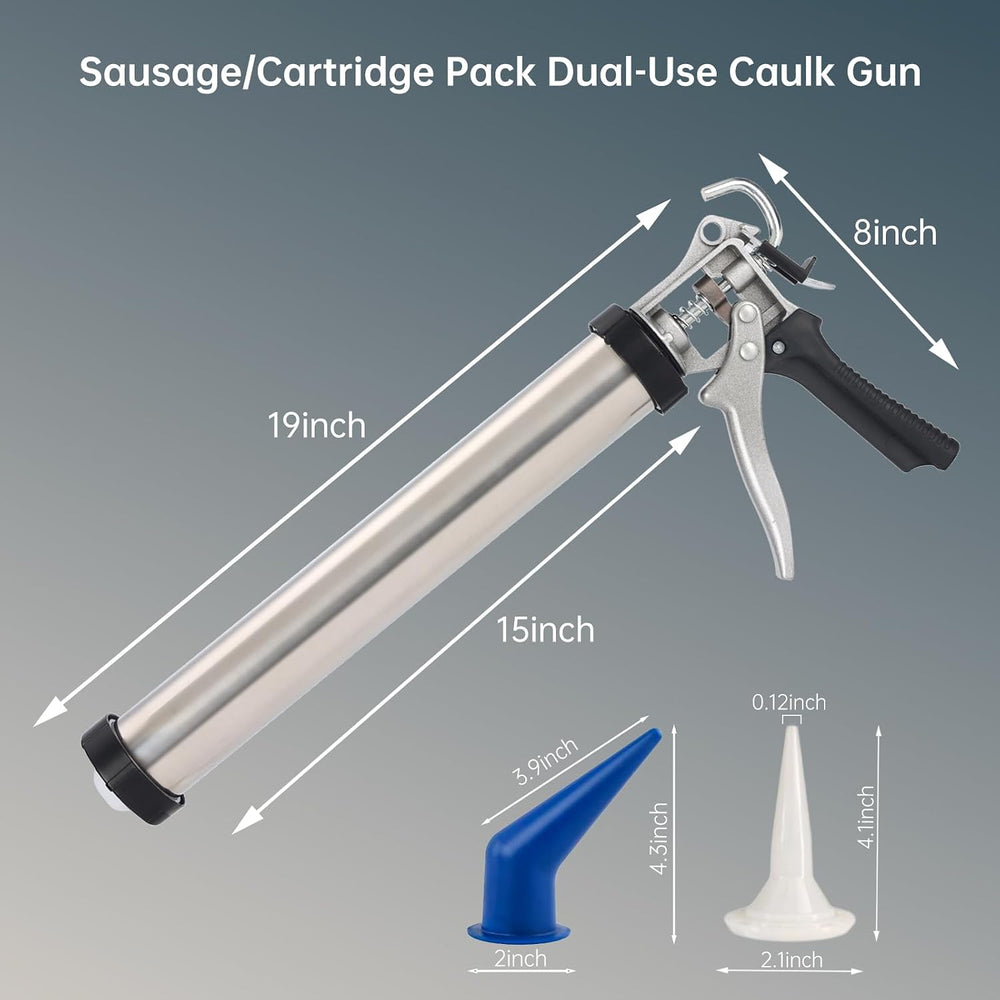 Sausage Caulk Gun,20 oz Sausage Foil Pack/10 oz Cartridge Adhesive Dual-Purpo...
