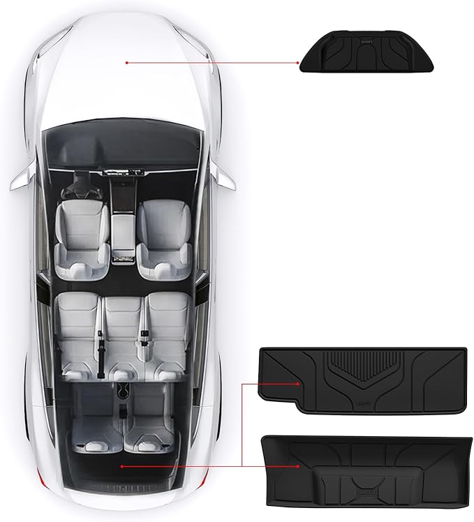 LASFIT Frunk Trunk Mats Fit for Tesla Model X & Model X Plaid 6 Seater / 7