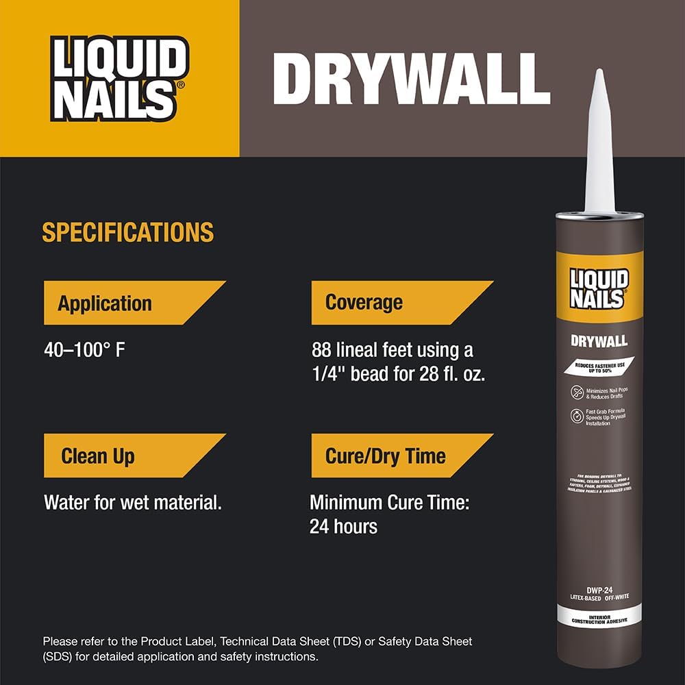 Liquid Nails Drywall 28 oz. Off-White Interior Construction Adhesive Low VOC,...