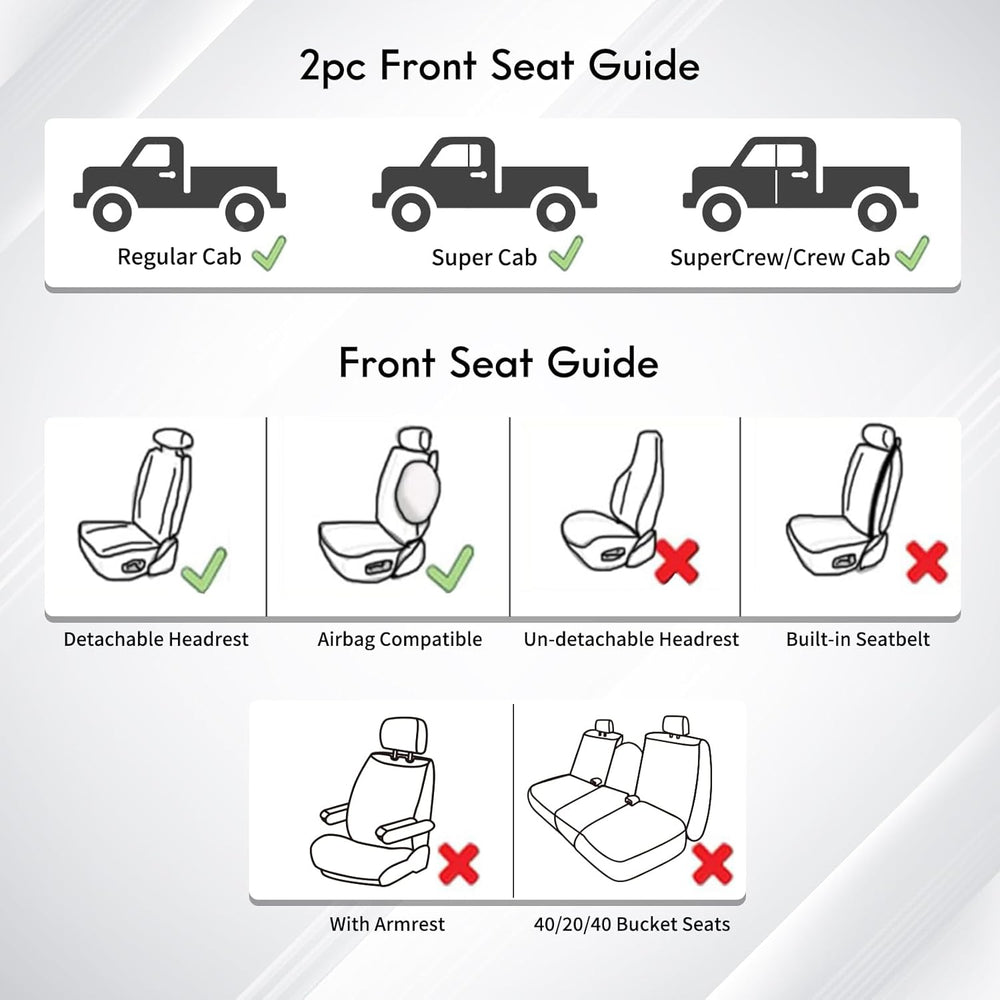 Huidasource F250 Front Seat Covers, 360° Full Coverage Leather Car Seat Prote...