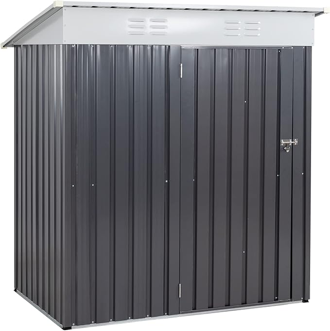 Vongrasig Outdoor Storage Shed, 6 x 4 FT Outside Metal Garden Shed