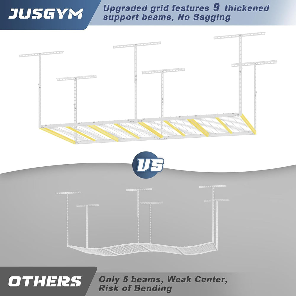 4X8FT Overhead Garage Storage Rack, 26"-40" Height Adjustable Garag...