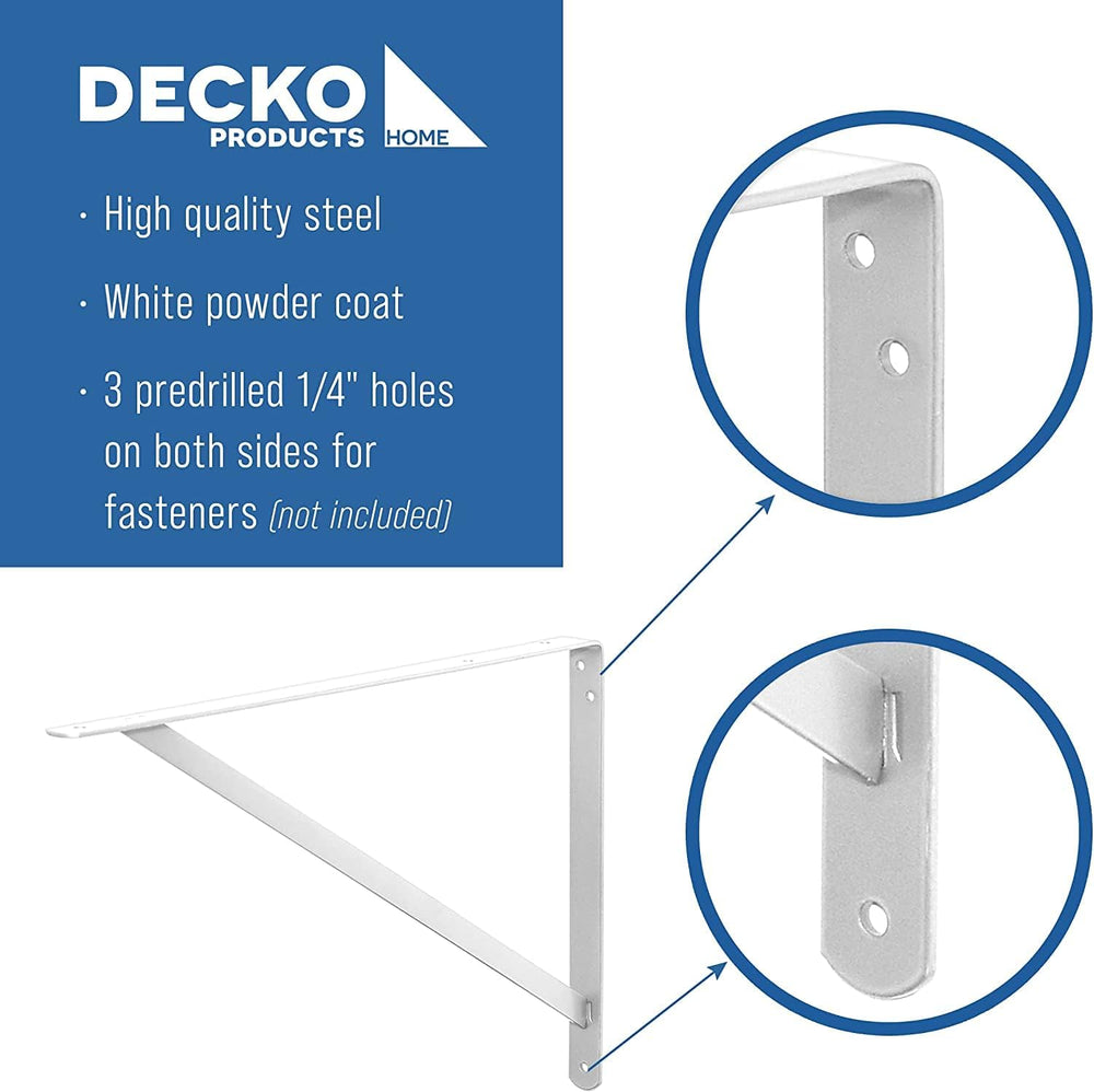 Decko Products 49149-10 Heavy-Duty Shelf Bracket, 19.25-Inch X 12.50-Inch, Wh...