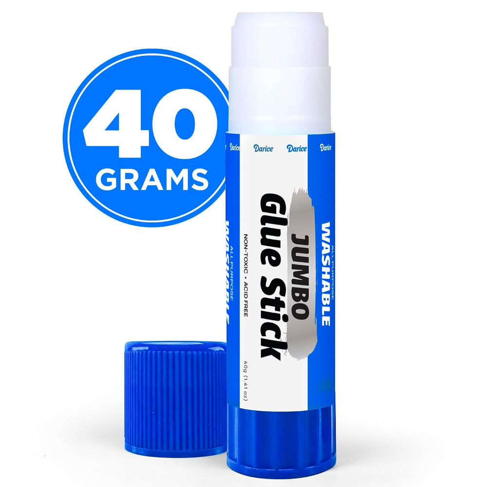 Darice Jumbo Glue Sticks, 1.4 Oz (40g) – All-Purpose Washable School Glue for...